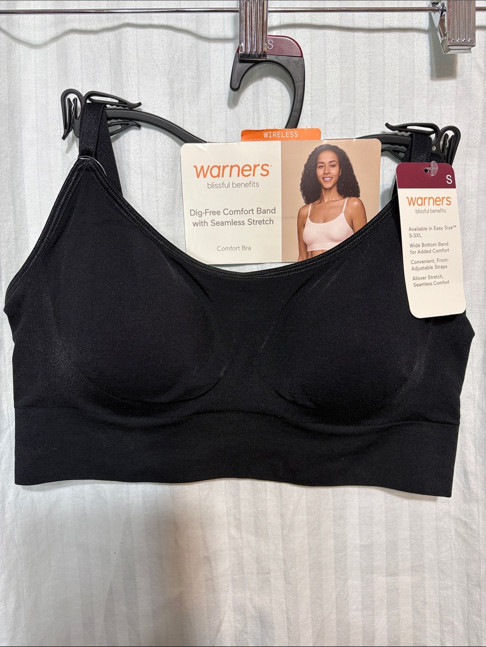 Warner's Blissful Benefits Wireless Comfort Bra - Black